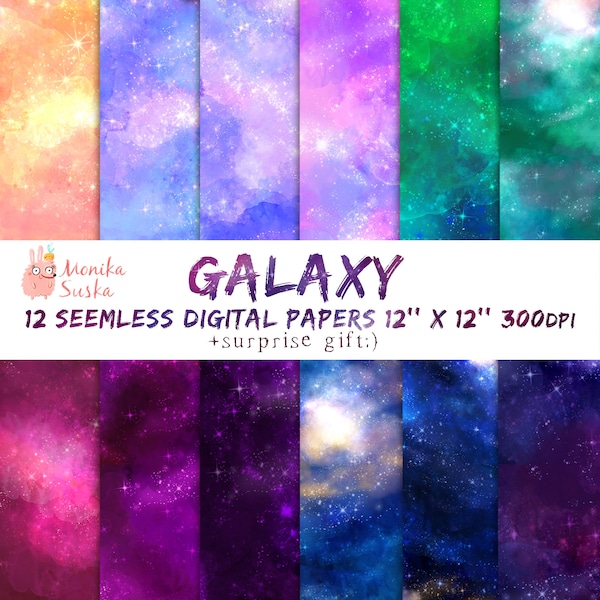 Galaxy Watercolor Digital Paper, digital download, galaxy digital paper, watercolor digital paper, space digital paper, galaxy clipart,