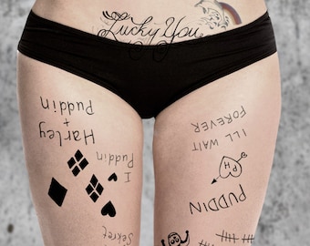 KOMPLETTES SET ZENTRALE Klebetattoos Temp Tat Cosplay Halloween Rotten Herzen Diamanten Sexy Clown Kostüme