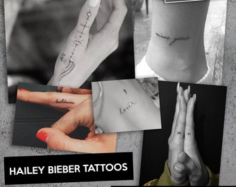 Hailey Bieber Inspired Temporary Tattoos, Minimalist Hand & Body Tats