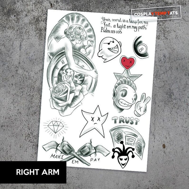 Full body set justin bieber temporary tattoos set lion bear cross son of god eagle arm neck chest realistic image 5