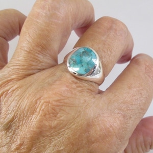Men&#39;s 925 Sterling Turquoise Ring&gt;Men&#39;s Ring,Boy&#39;s Ring,Turquoise Ring, Genuine Turquoise,Native American, Southwestern jewelry,925 ring