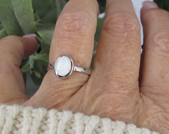 Sterling Opal Ring>925 Opal Ring,Simple Oval Opal Ring,925 Rings,Opal Rings,Classic Opal Ring,Dainty 925 Opal Ring,Fiery White Opal Ring