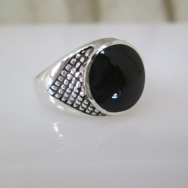 Heavy Men's Sterling ONYX Ring>Men's Ring,Boy's Ring,Black Onyx Ring, Genuine Onyx,Native American, Southwestern jewelry,925 ring