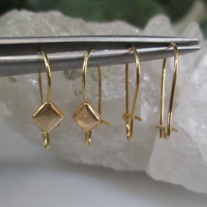 SOLID 14kt.Gold Ear Wires&gt;14kt.Gold Kidney Shape Ear Wires,Decorative Ear wires,Plain Earwires,Solid 14kt.Gold Earrings,Replacement Ear wire