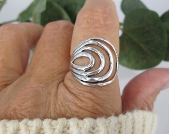 Sterling Silver Loop Ring>925 Wrap Ring,Multiple Loop Ring,Sterling Geometric Ring,Heavy Modern Loop Ring,Everyday Ring,Comfortable 925 Ring