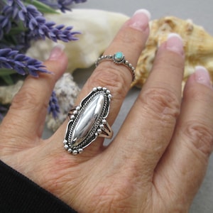 925 Sterling Silver Southwestern Braided Oval Ring with Raindrops> 1 1/8" Long>Beautiful Detailing,925 ring,Custom 925 Tribal Ring