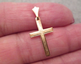 Solid 14kt. Gold Cross Pendant>Satin Finish>14kt.Gold Cross, Gold Cross Pendant,Cross,14kt.Gold Cross jewelry,Real 14kt. Gold,Dainty Cross