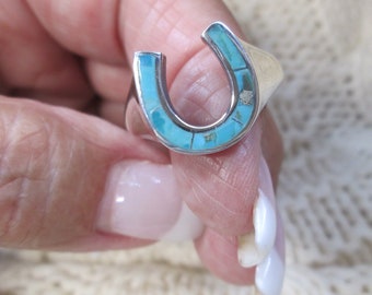 Turquoise HORSESHOE Ring>925 Sterling Silver Horseshoe Ring,Turquoise Ring,Horseshoe Ring,Equestrian Jewelry,Horse Lover's,925 ring,Unisex