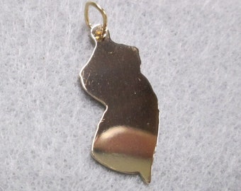 Solid 14kt.Gold NEW JERSEY Pendant/Charm>Engravable New Jersey Charm>14kt.Gold Monogram New Jersey Charm,Garden State Charm,Gold Pendant