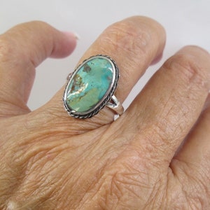 Genuine TURQUOISE Ring>925 Sterling Silver Turquoise ring,Southwestern ring,Native American ring,Turquoise,Long turquoise ring,Western ring