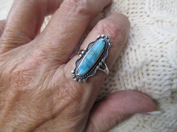 Genuine TURQUOISE Ring>925 Sterling Silver Turquo… - image 3
