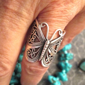 Sterling BUTTERFLY Ring>925 Sterling Silver Butterfly ring,Intricate Filigree Butterfly>Wraps around your finger>Butterflies,Butterfly ring