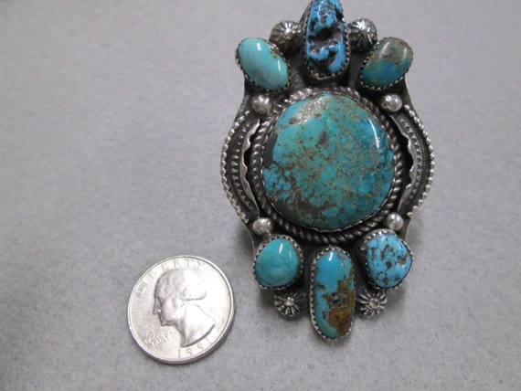 Native American Sterling TURQUOISE Ring>Genuine T… - image 7