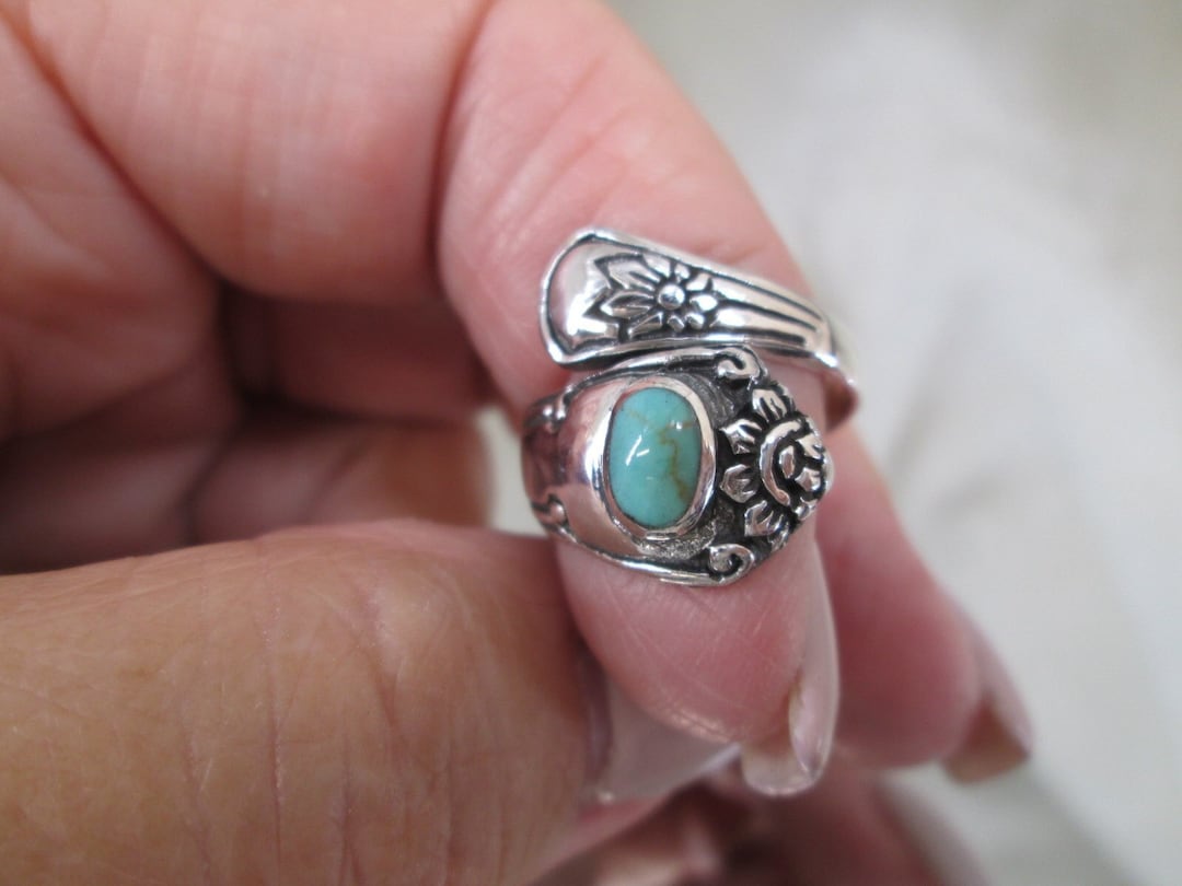 Sterling Silver SPOON Ring With Turquoise>925 Turquoise Spoon Ring,925 ...