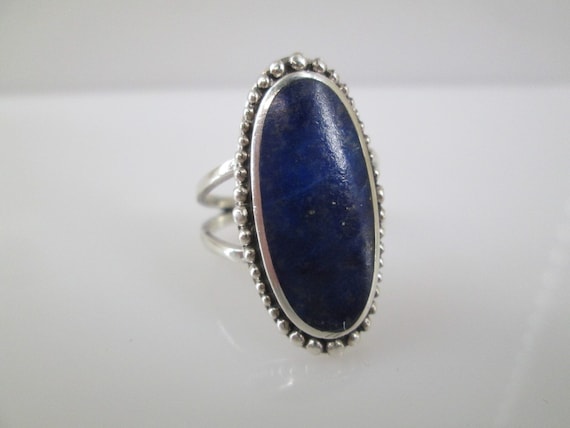 Genuine Lapis Ring>925 Sterling Silver Lapis Ring,Southwestern ring,Custom Lapis ring,Lapis Lazuli Jewelry,925 Sterling Ring,Long Lapis Ring