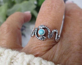 925 Snake Ring>Turquoise Snake Ring,925 Sterling Silver Snake Ring,Genuine Turquoise Snake Ring,Sterling  SNAKE Ring,Silver Snake Ring