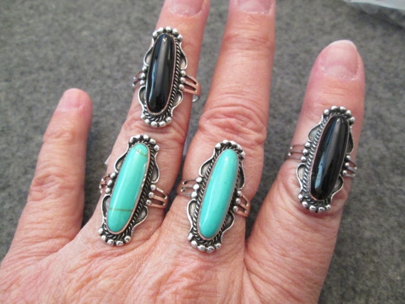 Native American Sterling Silver Ring>Black ONYX r… - image 8