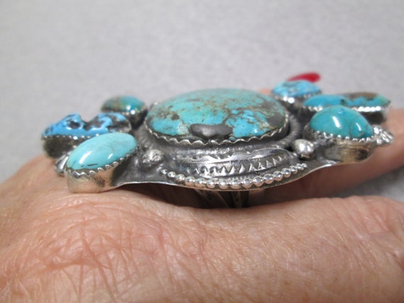 Native American Sterling TURQUOISE Ring>Genuine T… - image 4