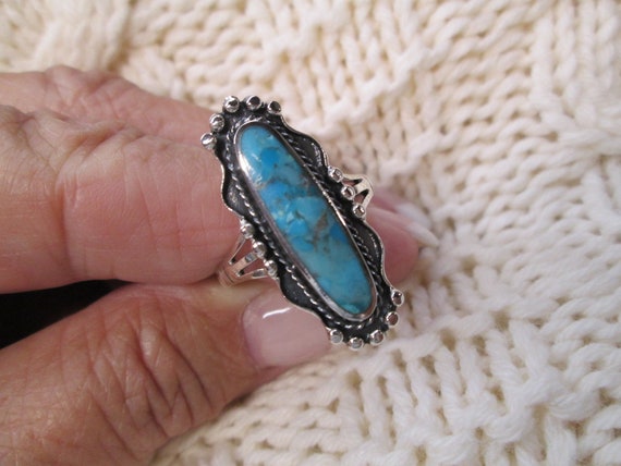 Genuine TURQUOISE Ring>925 Sterling Silver Turquo… - image 2