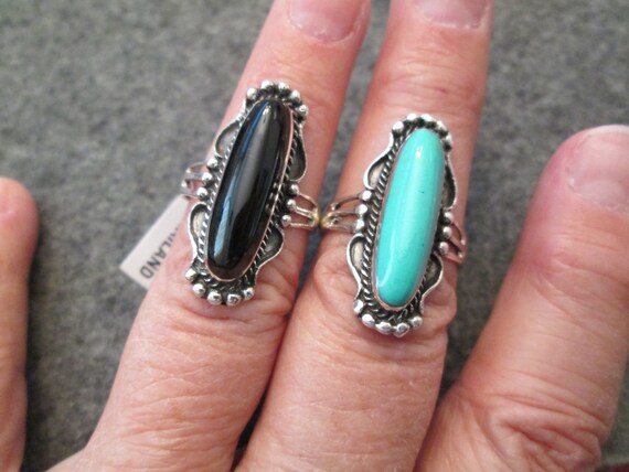 Native American Sterling Silver Ring>Black ONYX r… - image 7