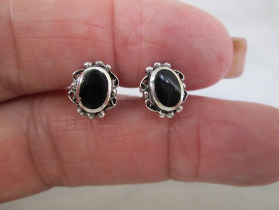 Black ONYX Stud Earrings>925 Sterling Silver Studs,Onyx Earrings,Custom Onyx Studs,Southwestern Jewelry,925 Studs,Black Onyx earrings,Onyx