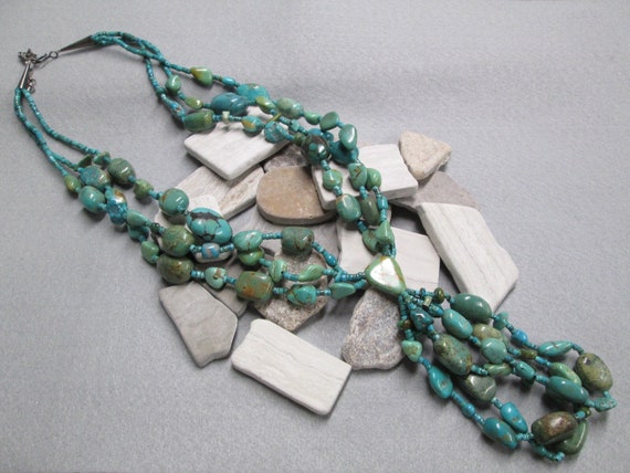 Rare!! Vintage Native American Navajo Chunky Dunky Turquoise Jacla Heishi Necklace Old Rare!! Vintage Native American Navajo Chunky Dunky Turquoise Jacla Heishi Necklace Old
