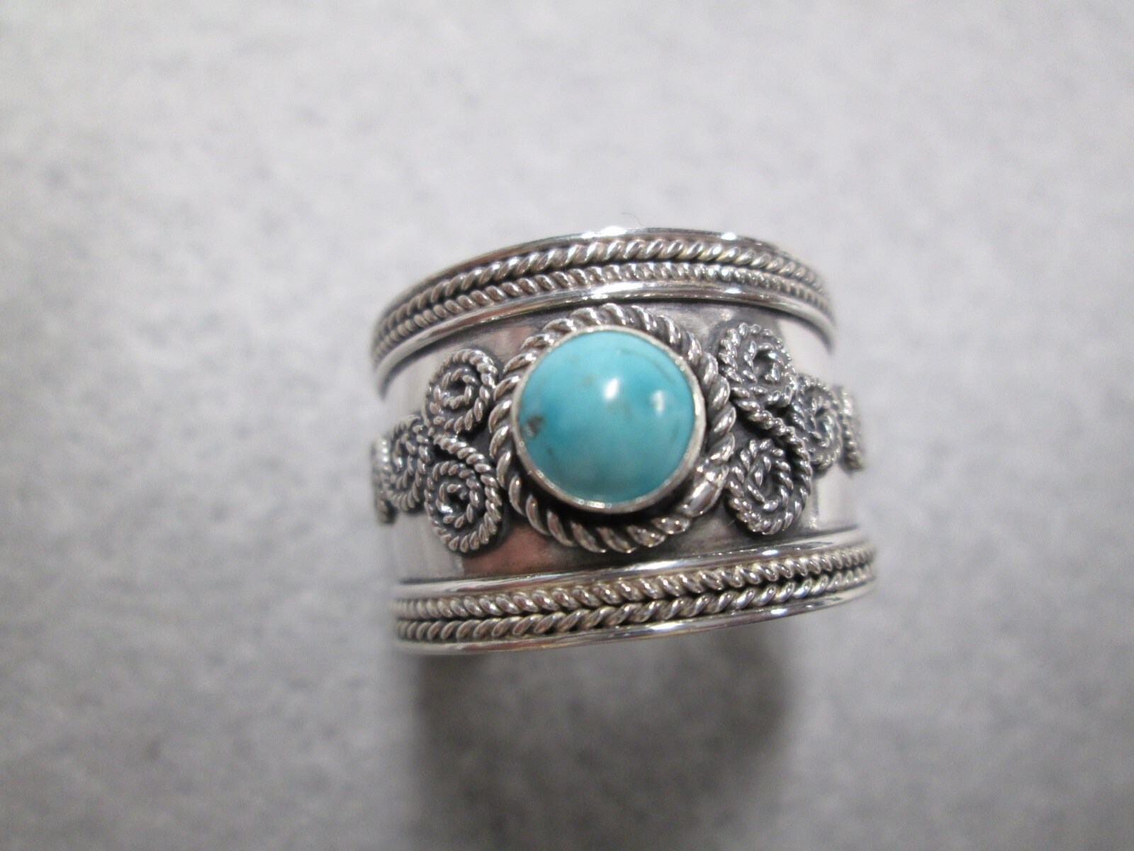 好評 Wide Ring,bali TURQUOISE Silver Ring>sterling Band Turquoise アクセサリー