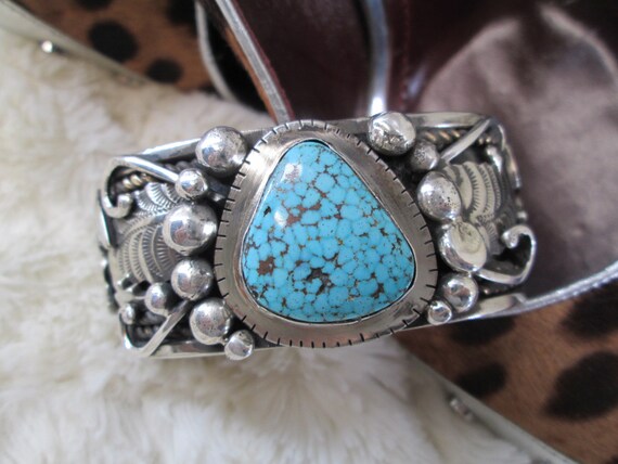 Native American TURQUOISE Cuff Bracelet>925 Sterl… - image 3