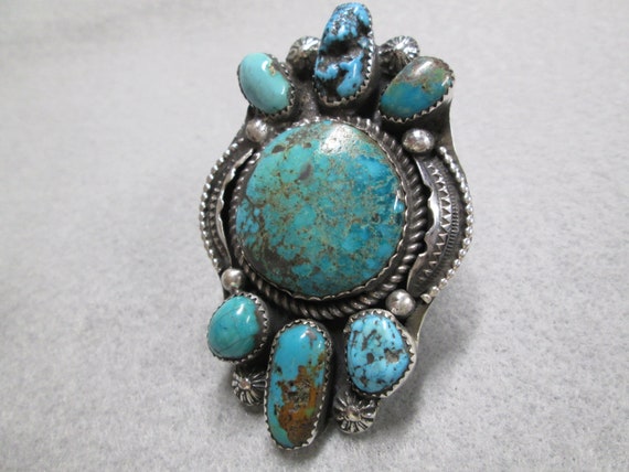 Native Sterling TURQUOISE Ring>Genuine Turquoise Ring,Natural turquoise Ring,925 Turquoise ring,Southwest Turquoise ring,925 Large Ring
