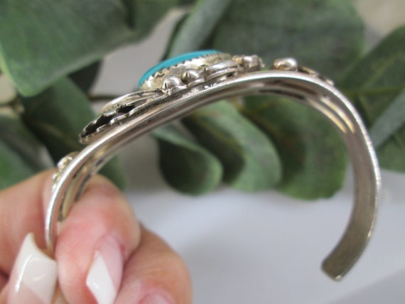 Native Sterling Silver Genuine TURQUOISE Cuff>Sig… - image 6