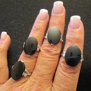 Solid STERLING Silver Genuine ONYX Ring&gt;Large Oval Onyx ring&gt;925 Sterling Ring,925 Onyx Ring,Vintage Onyx ring,Onyx ring,Black Onyx ring