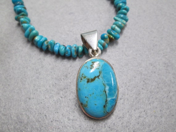 Southwestern 925 Sterling Silver Turquoise Oval Pendant>925 Turquoise pendant,Southwest Turquoise Sterling Pendant,Birthday Gift
