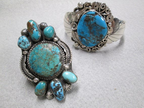 Native American Sterling TURQUOISE Ring>Genuine T… - image 9