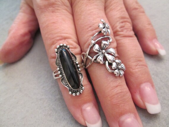Native American Sterling Silver Ring>Black ONYX r… - image 6