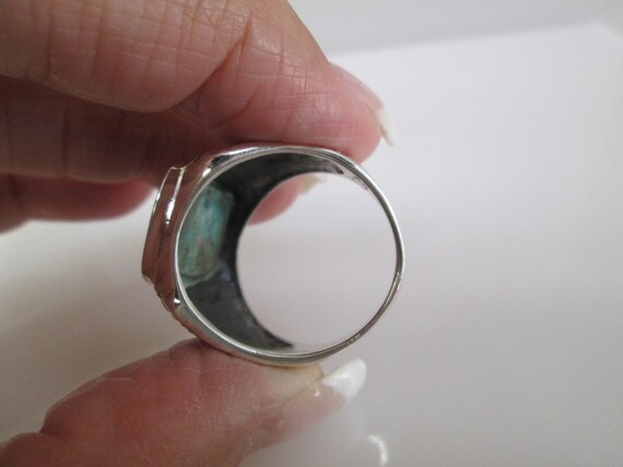 Heavy Men's Sterling Turquoise Ring>Men's Ring,Bo… - image 5