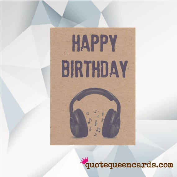 Joyeux Anniversaire Casque Musique Carte Danniversaire Etsy
