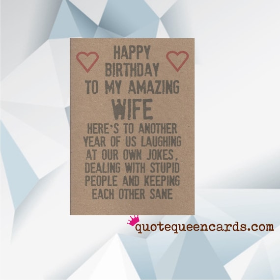 Happy Birthday WIFE Funny Birthday Card for Wife Wife Etsy UK