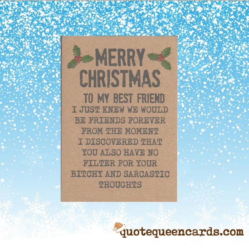 Merry Christmas BEST FRIEND Funny Card For Friend Best Etsy