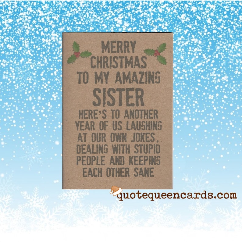 Merry Christmas My Amazing SISTER Funny Christmas Card for Etsy