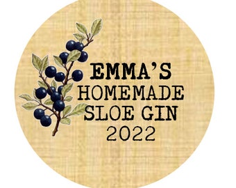 24 x Personalised Sloe Gin 2022 Sticky Labels, handmade tags, bottle, vodka, homemade labels, homemade gin, wedding favours