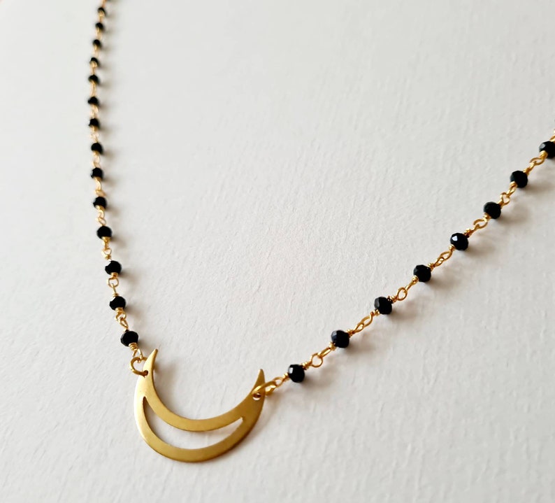 beaded chain choker Half moon necklace moon choker