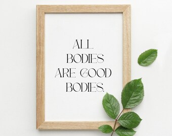 Body Positive Art, Inspirational Wall Art, Printable Art, Self Love Print, Retro Print, Curvy Girl, All Bodies Are Good Bodies, Feminist Art