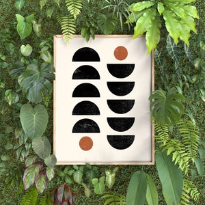 Abstract Digital Art - Boho Prints - Midcentury Modern Art - Printable Art - Shape Art - Geometric Prints - Terracotta - Downloadable Art