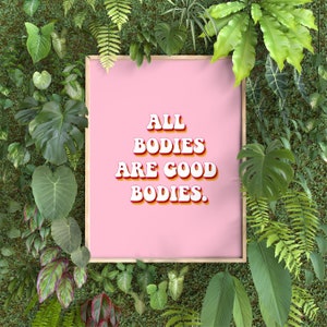 Body Positive Art, Inspirational Wall Art, Printable Art, Self Love Print, Retro Print, Curvy Girl, All Bodies Are Good Bodies, Feminist Art