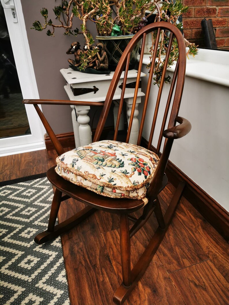 Vintage Ercol Quaker Rocking Chair w/ Original Linen Cushion Etsy