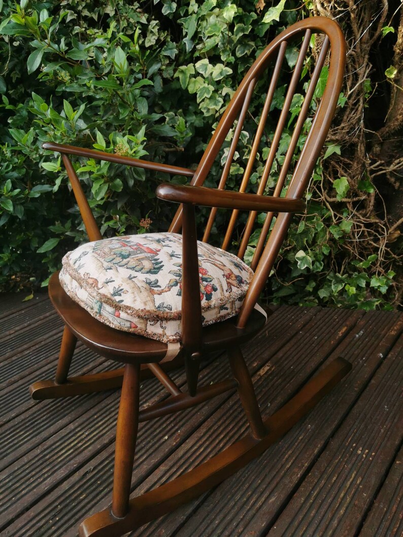 Vintage Ercol Quaker Rocking Chair w/ Original Linen Cushion Etsy