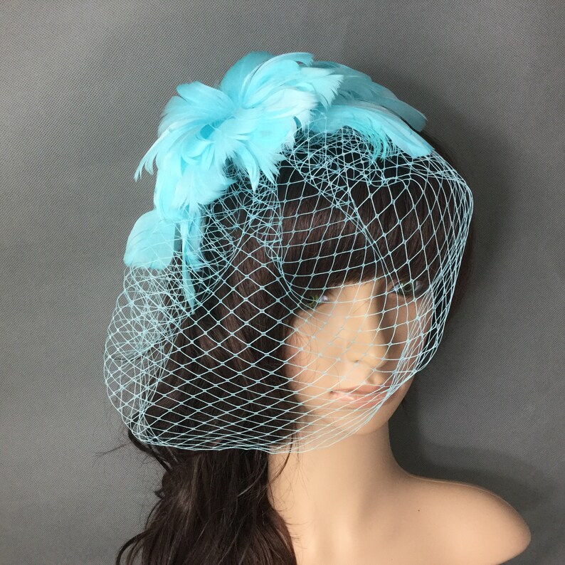 Light Blue Feather Fascinator Headband Hair Clip Fascinator Etsy