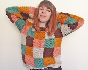 [CODEGRAPHY] 配色 STITCH JUMPER ★大人気★ The Ziggy Jumper PDF Digital Crochet Pattern File / Sizes XS