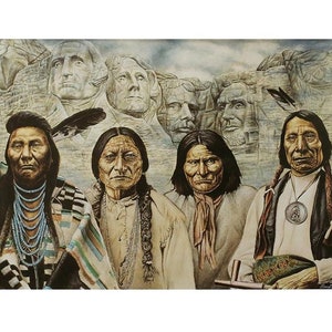 Native Mount Rushmore American// "Original Founding Fathers" Art Print David Behrens//Chief Joseph/Sitting Bull/Geronimo/Red Cloud Indian