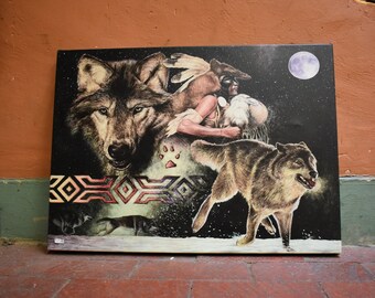 16x20 &quot;Arapaho Moon&quot; Canvas Giclee | Signed & Numbered |  By Internationally Acclaimed Artist David Behrens | Albuquerque, NM
